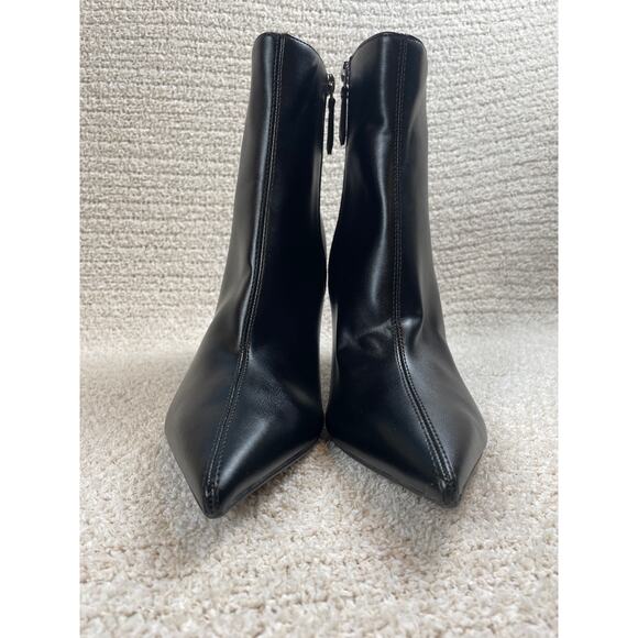 NINE WEST Black Women's 10M Stiletto Pointed Leather Boots - Picture 4 of 11